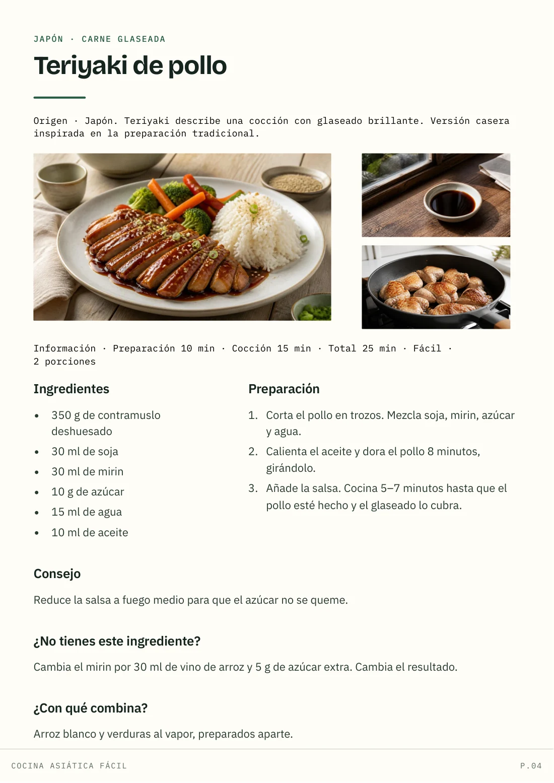 Ampliar receta asiática de pollo teriyaki